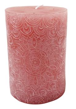 Preview: Stumpenkerze mit Mandala Gravur 7x10cm - 2 Farben -